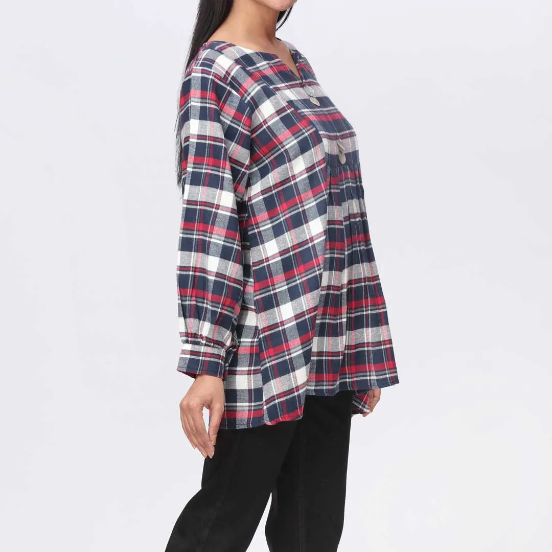 1PC- Flannel Checkered Top PW3278