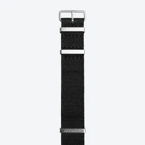 22mm Black Military Style Strap