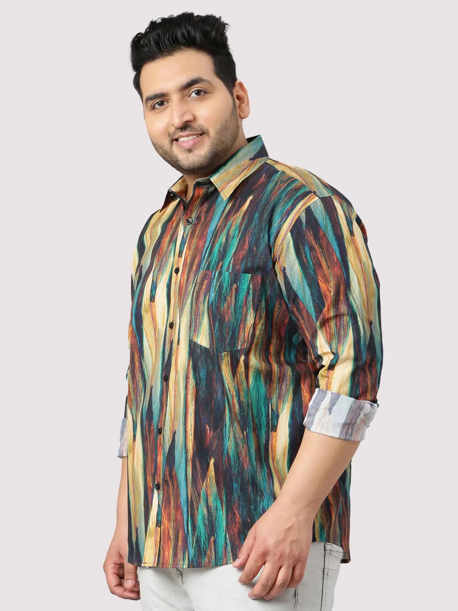 Abstract Print Designer Shirt Men's Plus Size