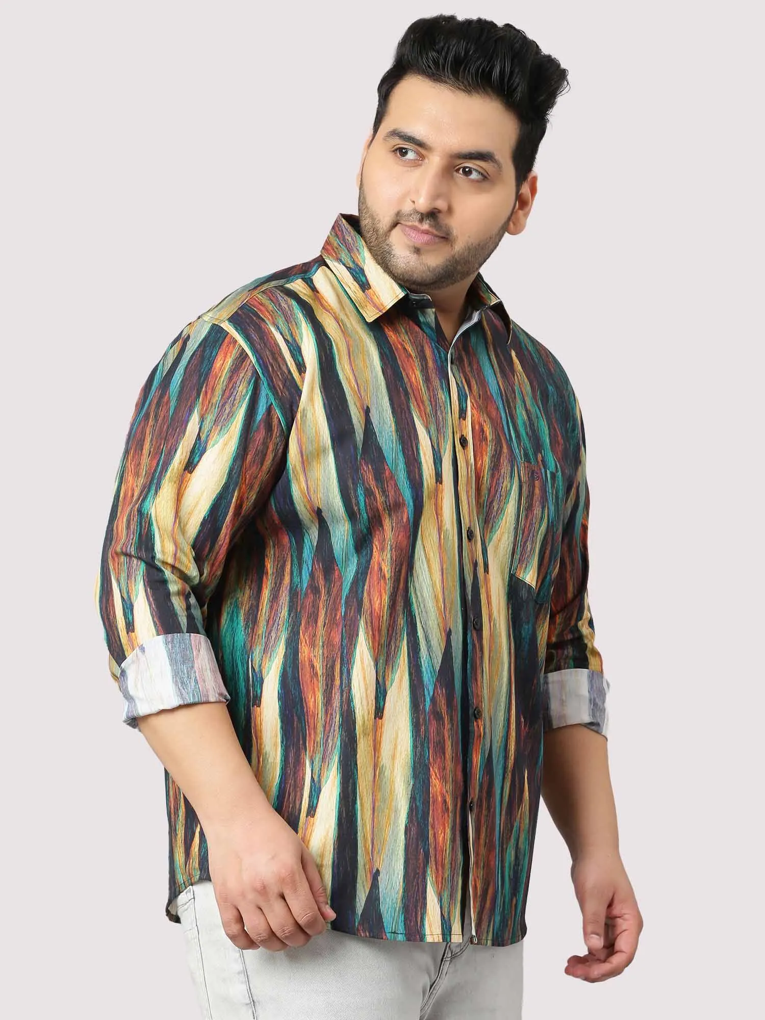 Abstract Print Designer Shirt Men's Plus Size