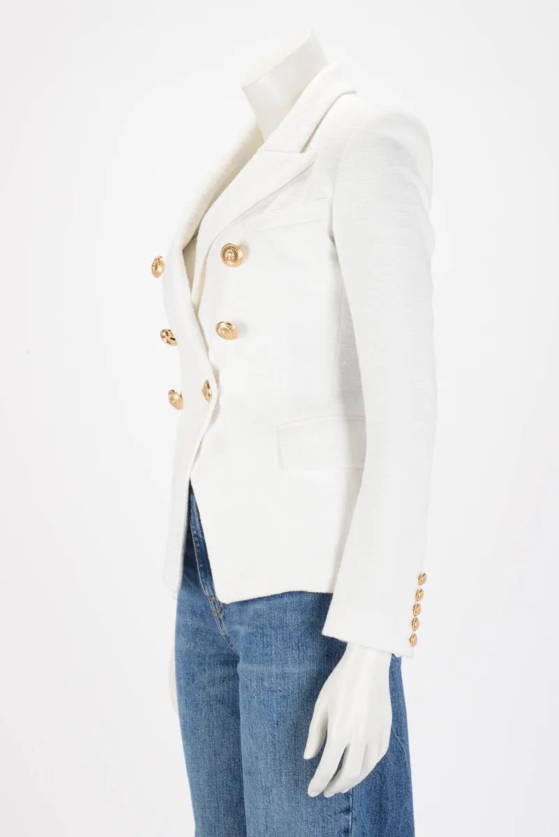 Balmain White Boucle Classic DB Blazer FR 34