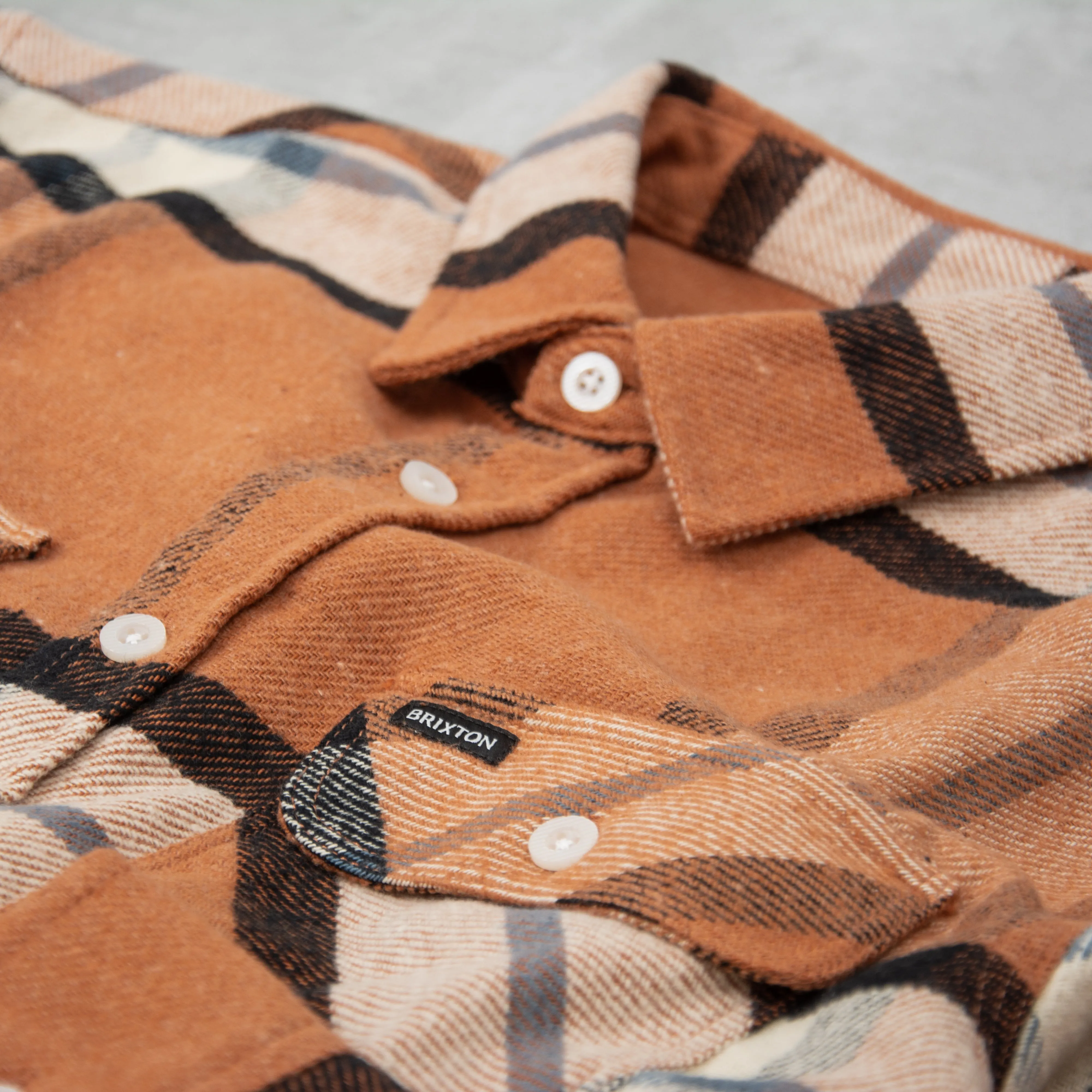 Brixton Bowery L/S Flannel Shirt - Mocha Plaid