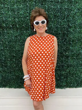 Burt Orange Polka Dot Dress