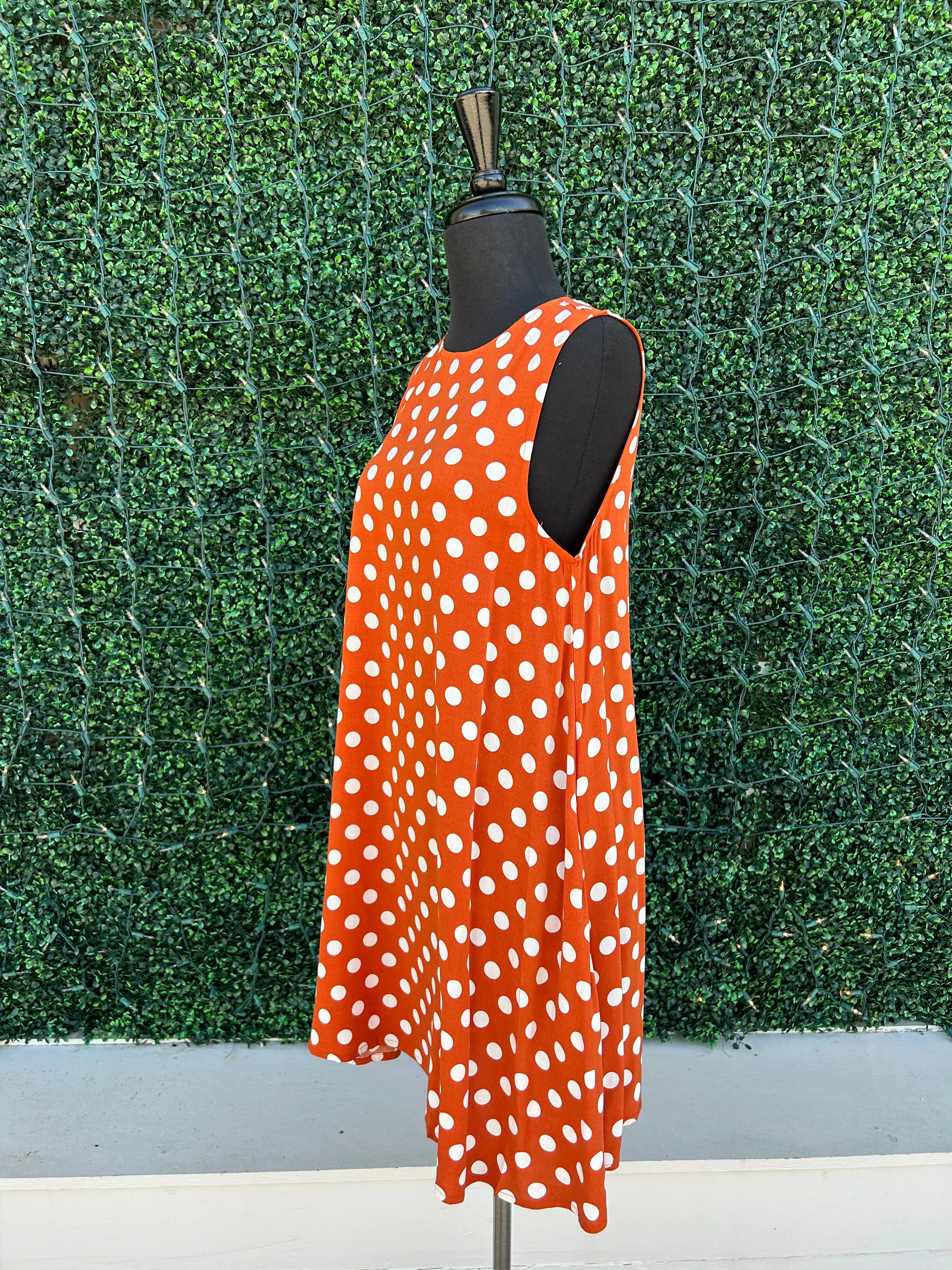 Burt Orange Polka Dot Dress