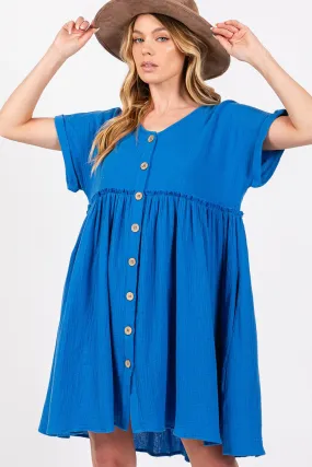 Button Up Short Sleeve Dress