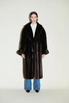 Castello Chocolate Faux Mink Coat