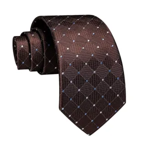 Classy Men Brown Designer Polka Dot Silk Tie