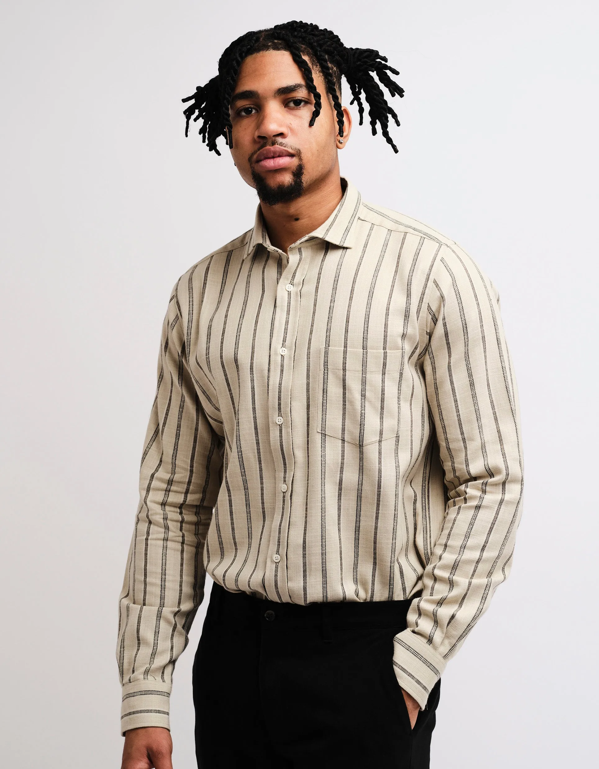 Ecru Casual Stripe Shirt