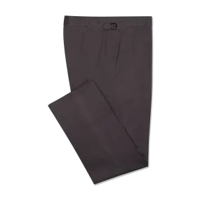 Flat Front Trouser in Grey Brushed Cotton Twill