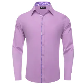 Hi-Tie Button Down Shirt Plum Purple MediumSlate Jacquard Collar Solid Shirt