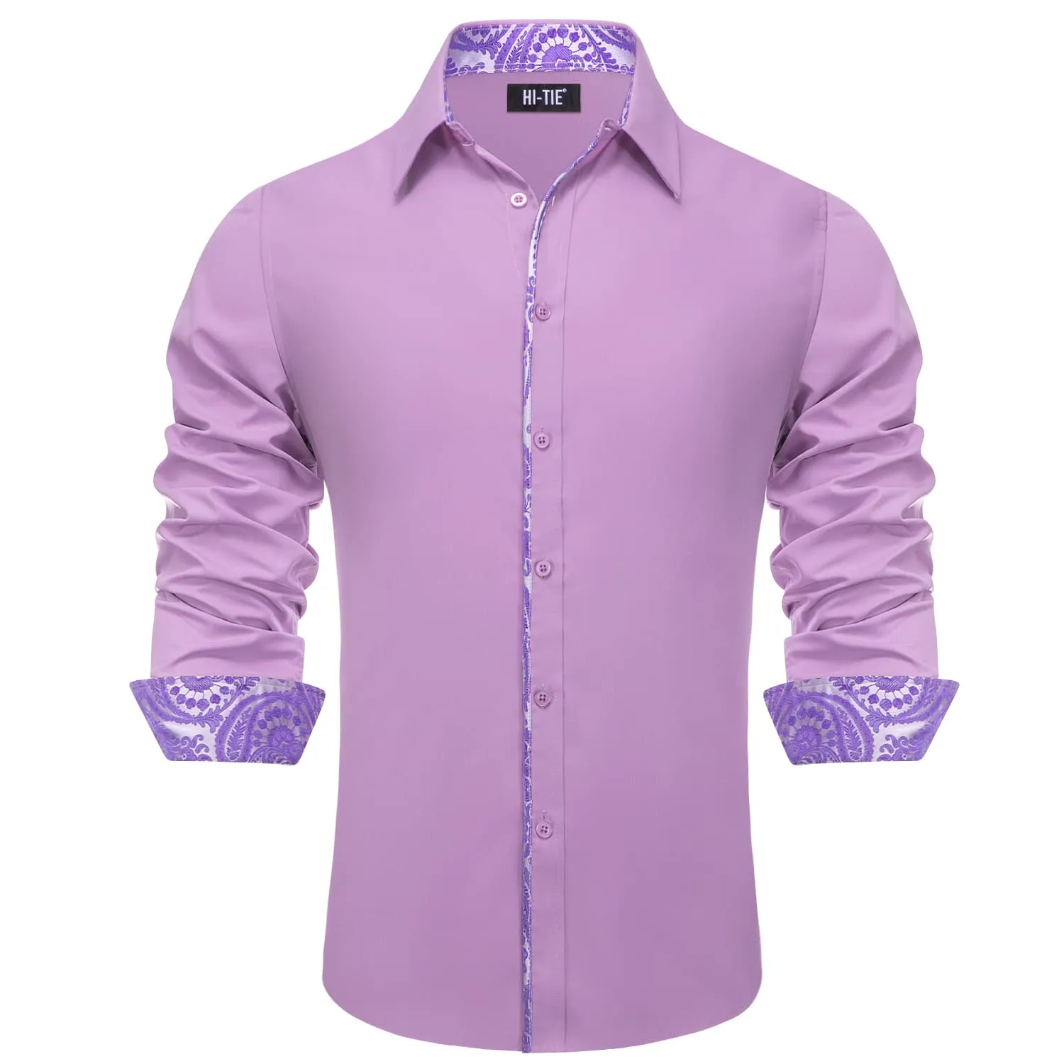 Hi-Tie Button Down Shirt Plum Purple MediumSlate Jacquard Collar Solid Shirt