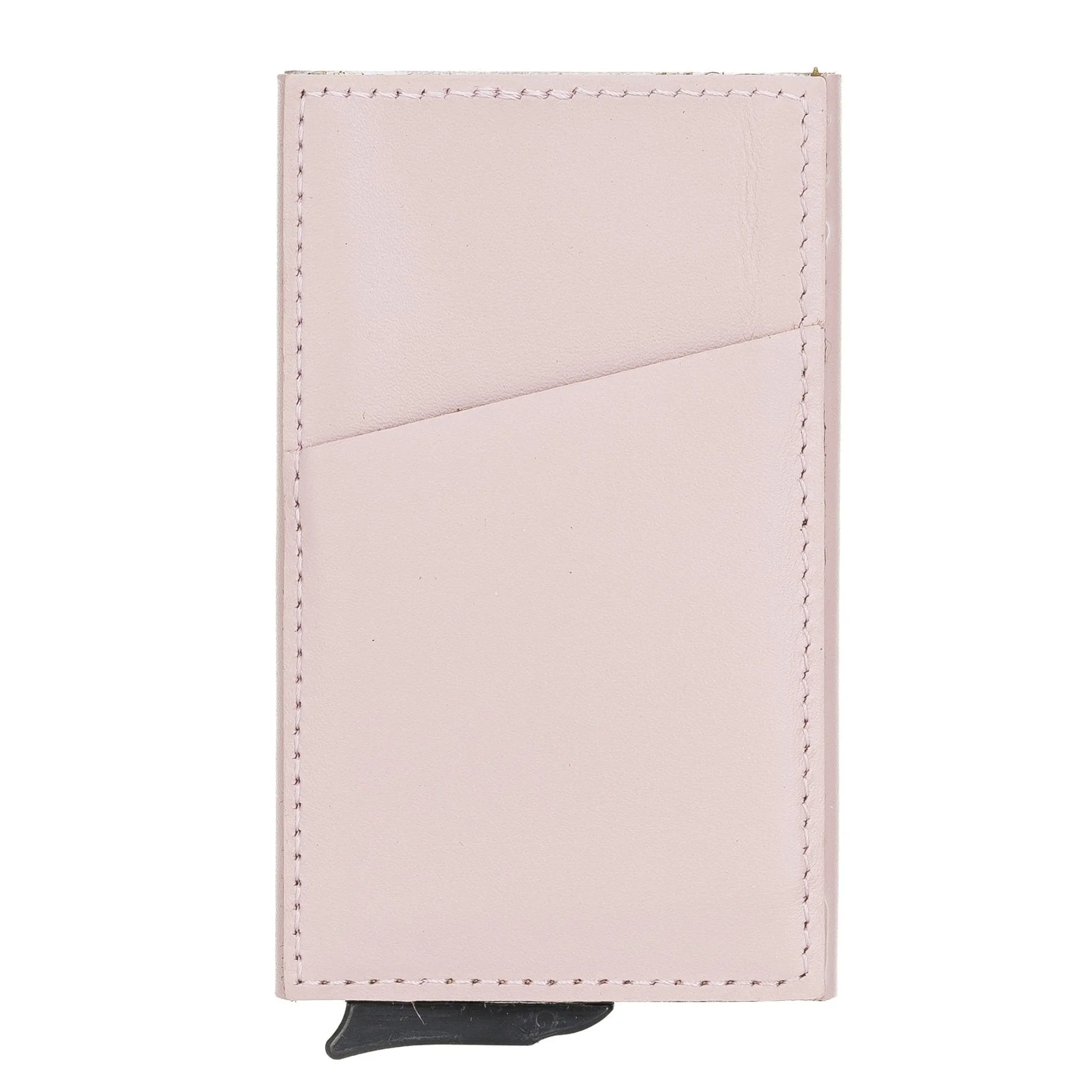 Leather Mechanical Pop Up Card Holder With RFID