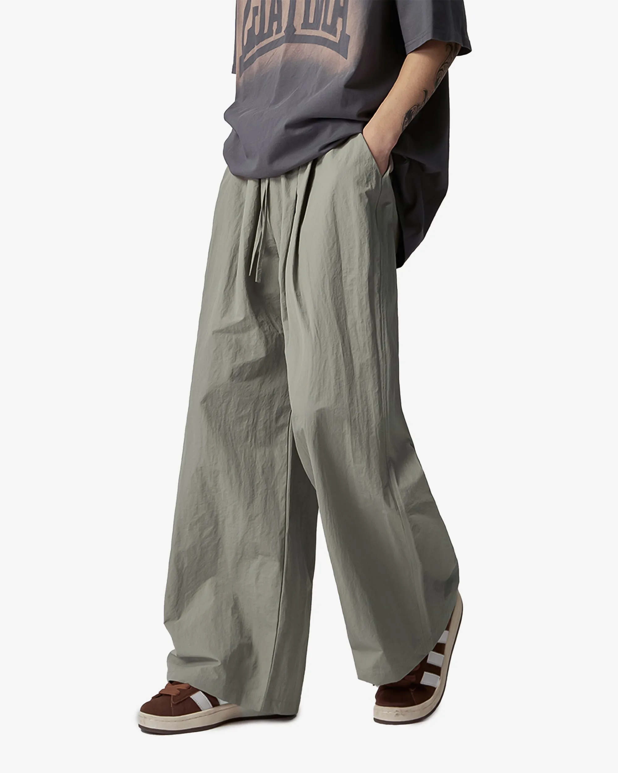 Lightweight Parachute Straight Fit Casual Wide Pants