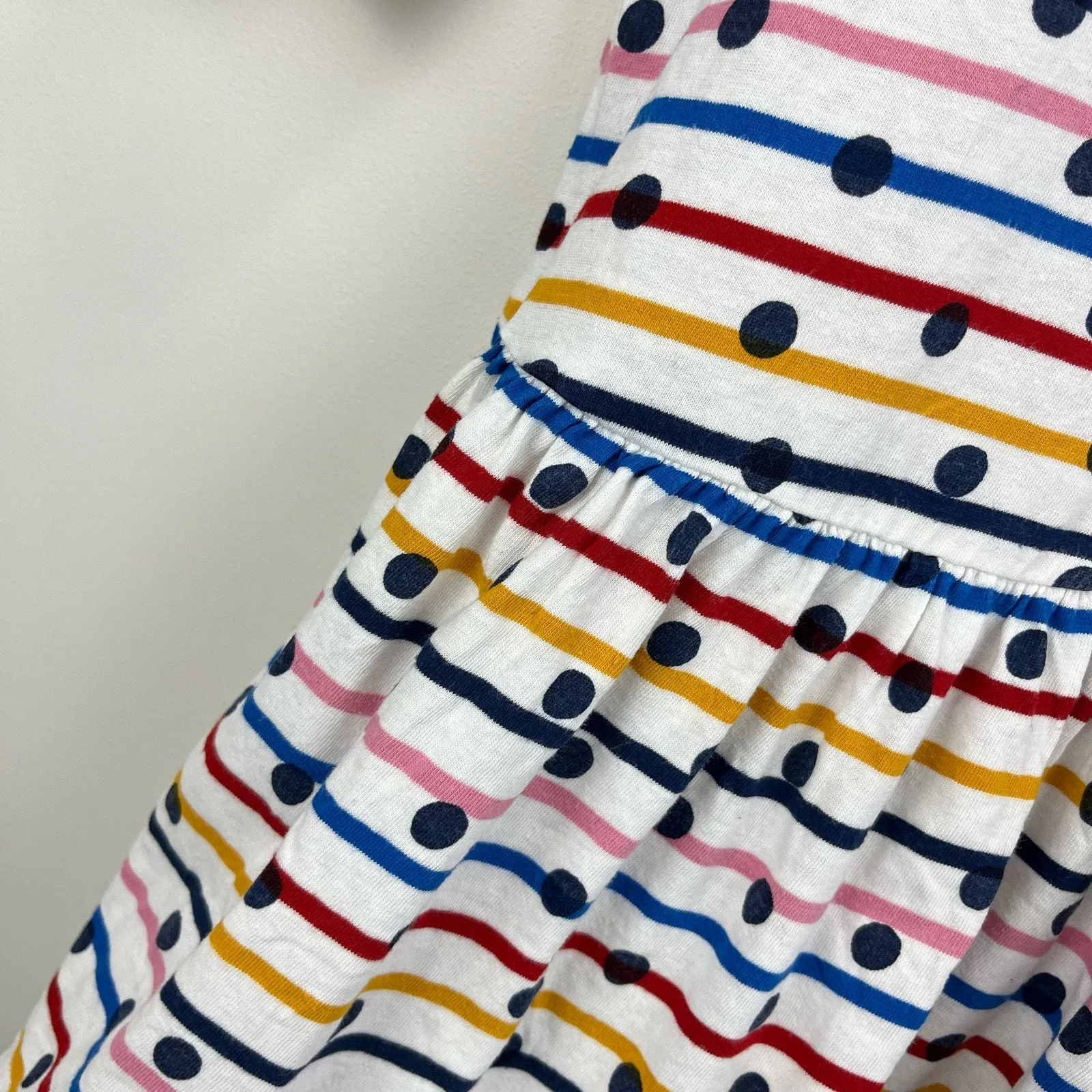 Mini Boden Polka Dot Rainbow Stripe Dress 6-7