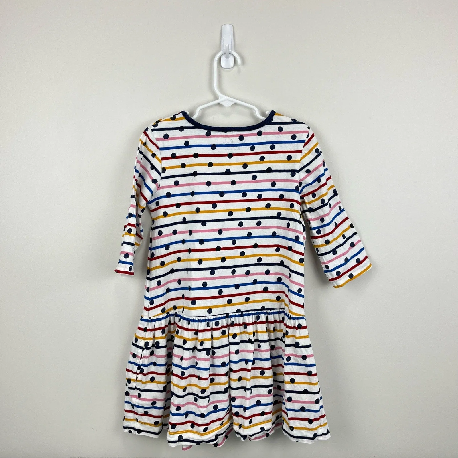 Mini Boden Polka Dot Rainbow Stripe Dress 6-7