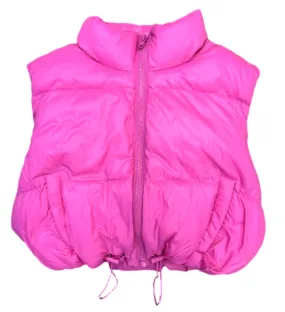 Neon Pink Crop Puffer Vest