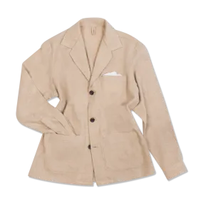 Painters Jacket in Cream Boiled Wool