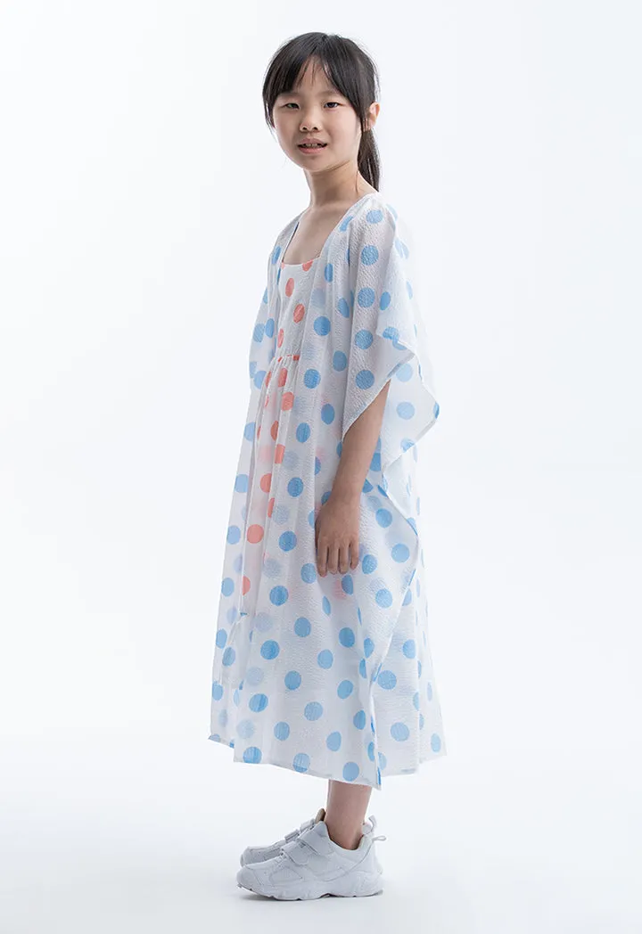 Polka Dot Printed Inner Dress With Kimono Set