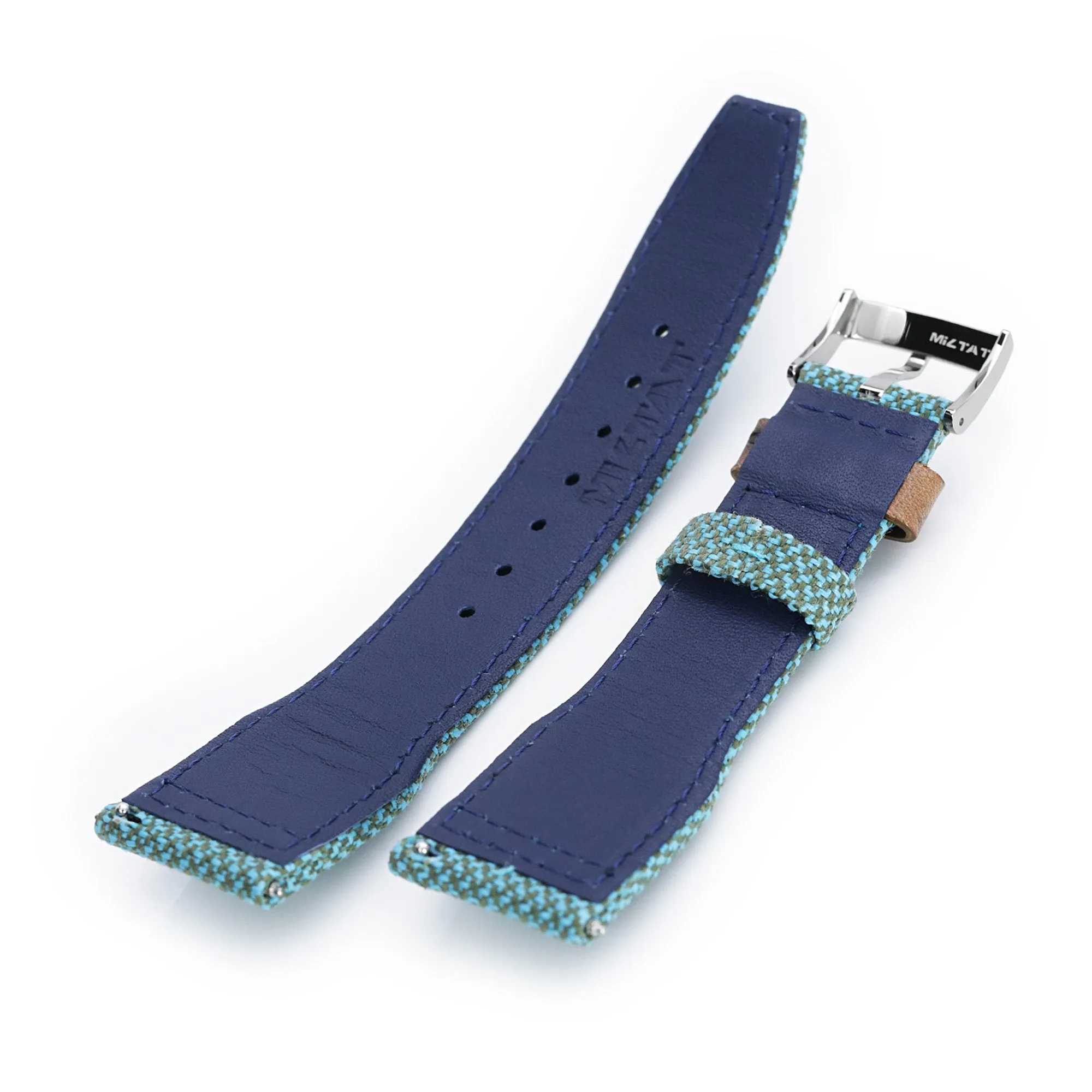 Q.R. Revive Pilot watch strap in Mixed Blue Green