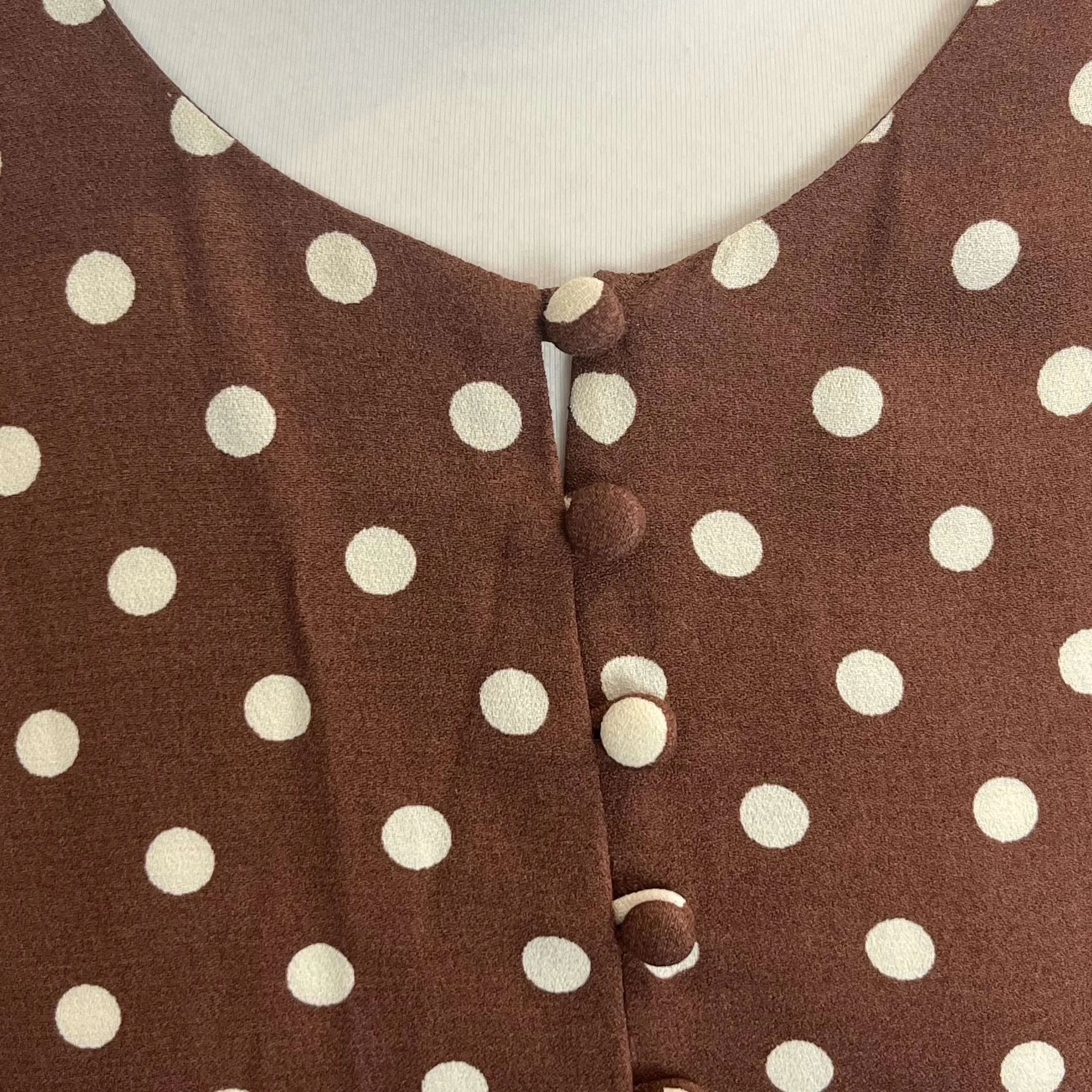 Reformation Brand New Brown Polka Dot Midi Dress M