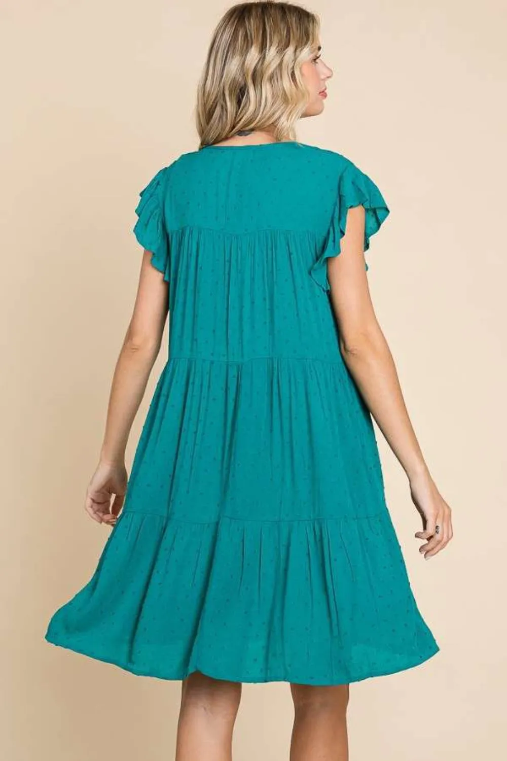 Ruffle Cap Sleeve Tiered Dress