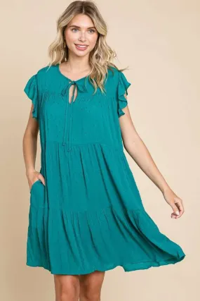 Ruffle Cap Sleeve Tiered Dress