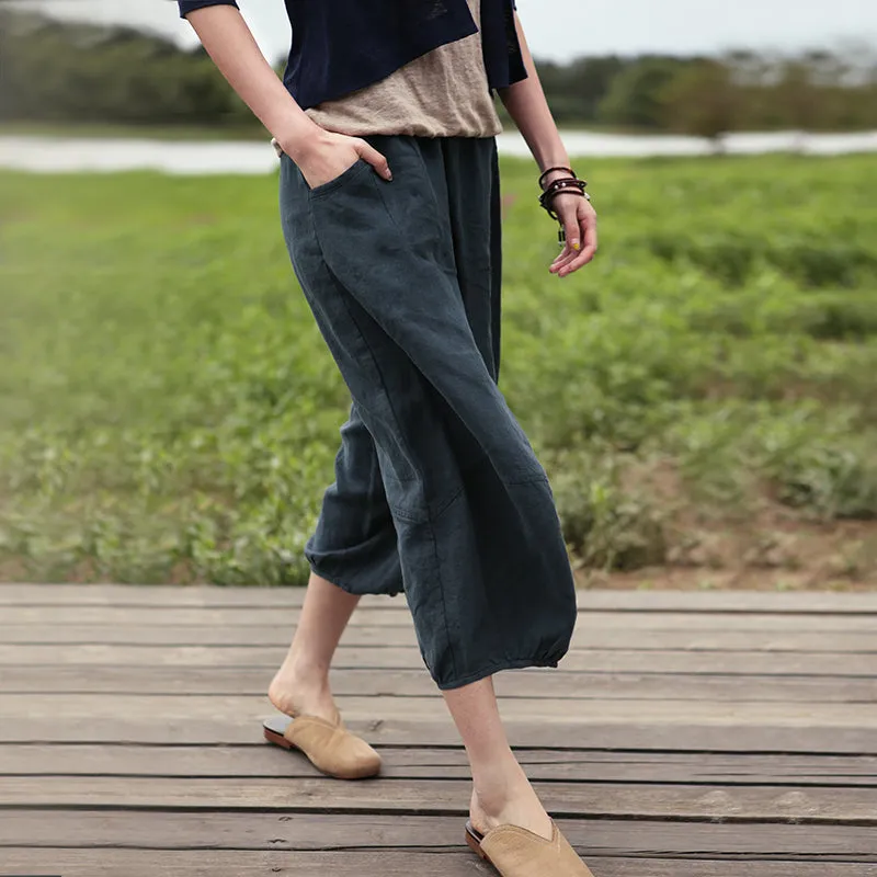 Summer Women Casual Linen Wide Leg Pants BZ981102