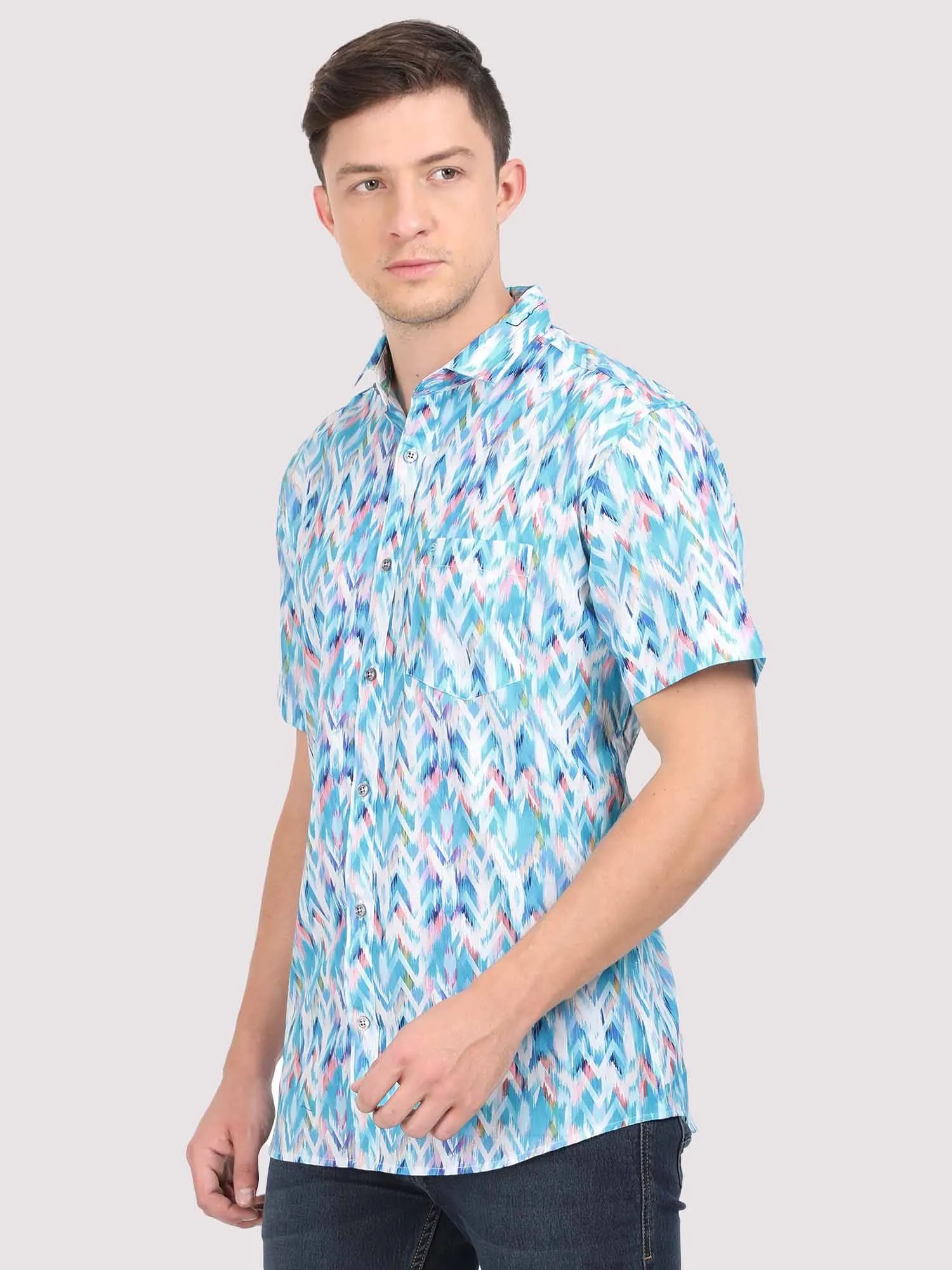 Triangle Waves Digital Printed Half Shirt