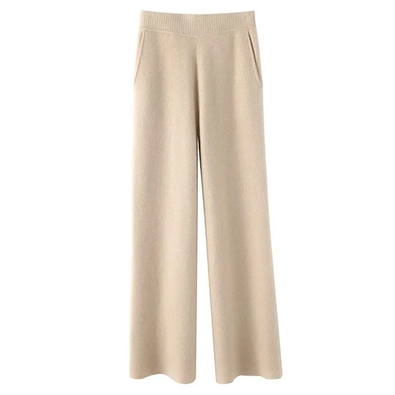 Women's Casual Wide-leg Wool Pants